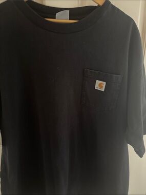 Carhartt Black Short-Sleeve Pocket Tee with Logo Patch